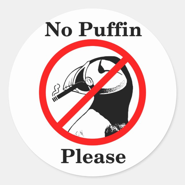 Pegatina Redonda No hay Puffin, por favor (Anverso)