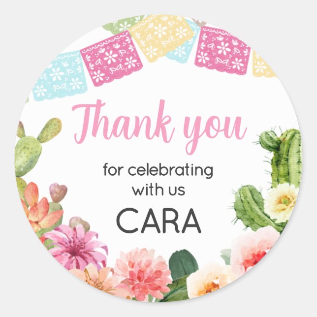 Pegatina Redonda No hay tiempo para la fiesta de cumpleaños de Sies (Anverso)