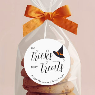Pegatina Redonda No hay trucos para tratar a Halloween Feliz