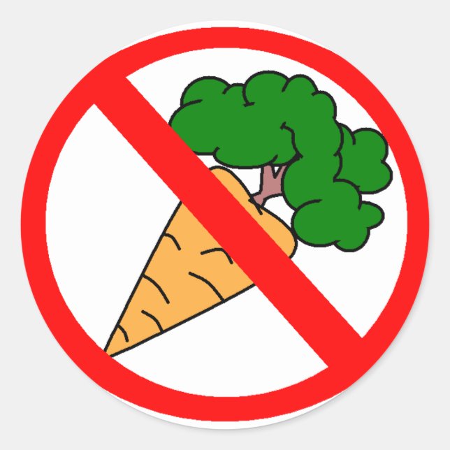 Pegatina Redonda ¡No hay zanahorias! (Anverso)