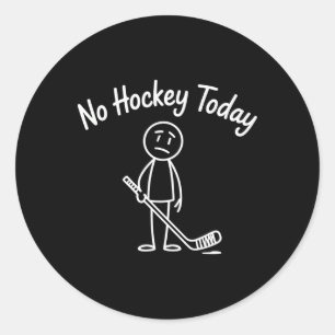 Pegatina Redonda No Hockey Hoy Divertido Hockey Triste Dibujo Anima