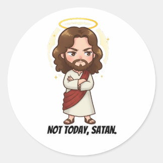 Pegatina Redonda No Hoy, Satanás - Jesús reacciona