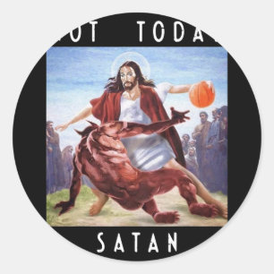 Pegatina Redonda No Hoy Satanás Jesús Vs Satan En Bysketbyll