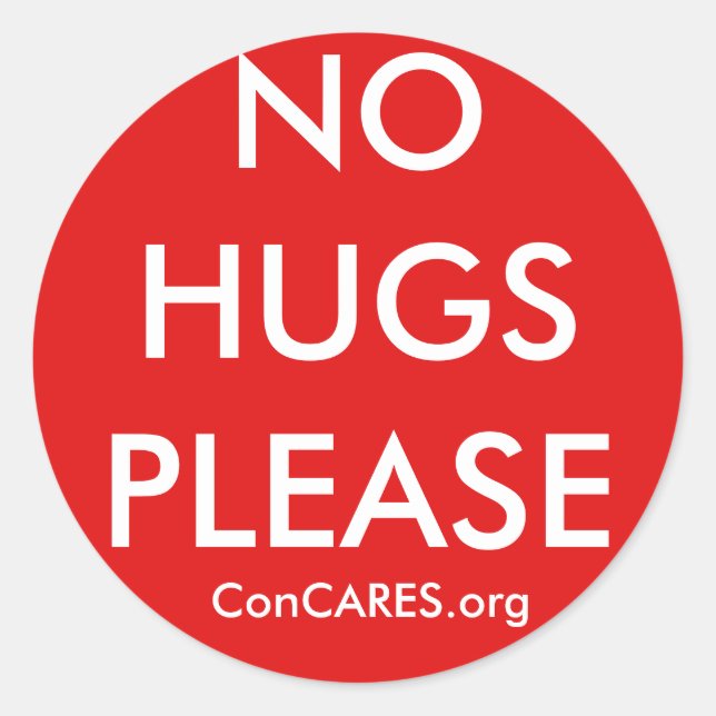 PEGATINA REDONDA NO HUGS POR FAVOR (Anverso)