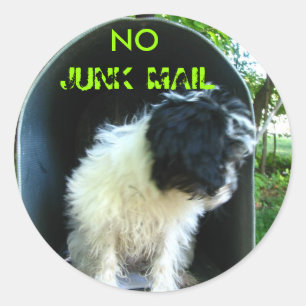 Pegatina Redonda No JUNK MAIL PUPPY