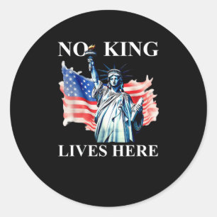 Pegatina Redonda No King Lives en América Bandera Patriótica de la 