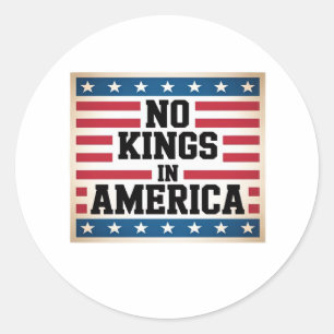 Pegatina Redonda No Kings En América USA Gráfica Vintage