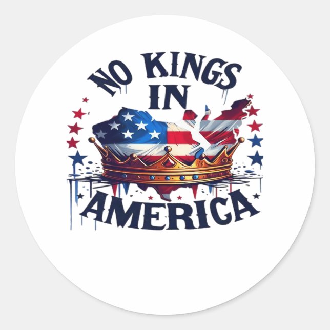 Pegatina Redonda No Kings In America Classic Retro Cool (Anverso)