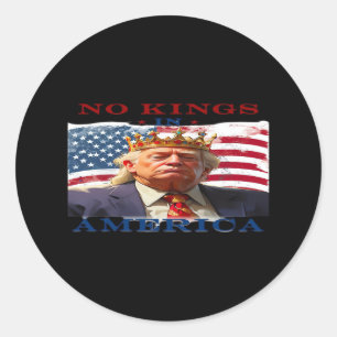 Pegatina Redonda No Kings In America Diseño Creativo Anti-Trump