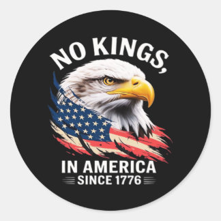 Pegatina Redonda No Kings In America Diseño Gráfico Retro Clásico