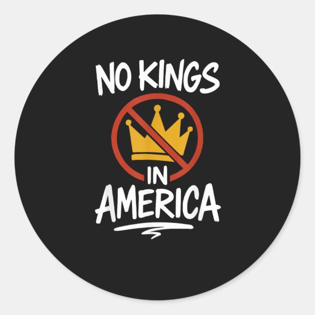 Pegatina Redonda No Kings In America No Crown Minimal Clean (Anverso)