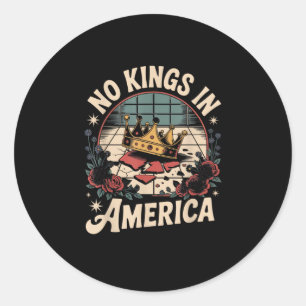 Pegatina Redonda No Kings In America Retro Clásico