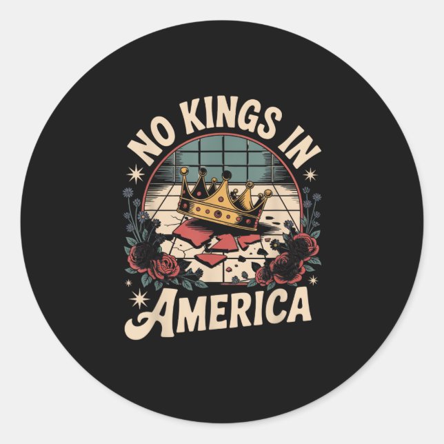 Pegatina Redonda No Kings In America Retro Classic (Anverso)