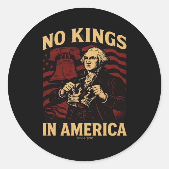 Pegatina Redonda No Kings In America Since 1776 Anti-Donald Trumpp (Anverso)