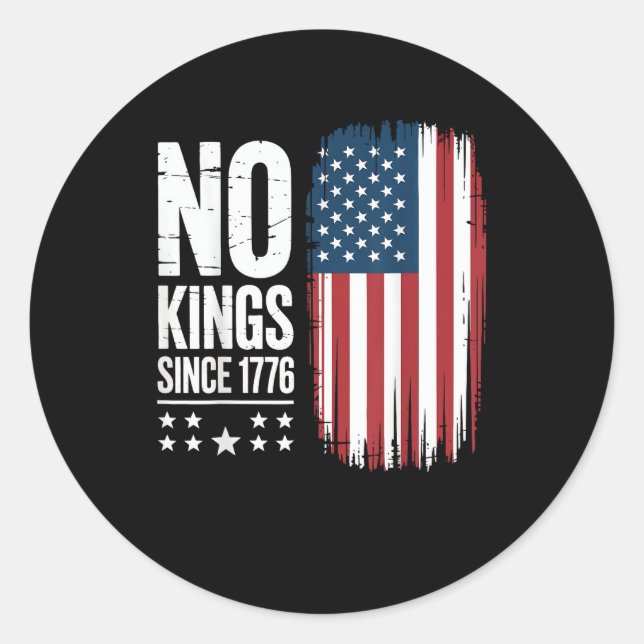 Pegatina Redonda No Kings In America Since 1776 Freedom Spirit Look (Anverso)