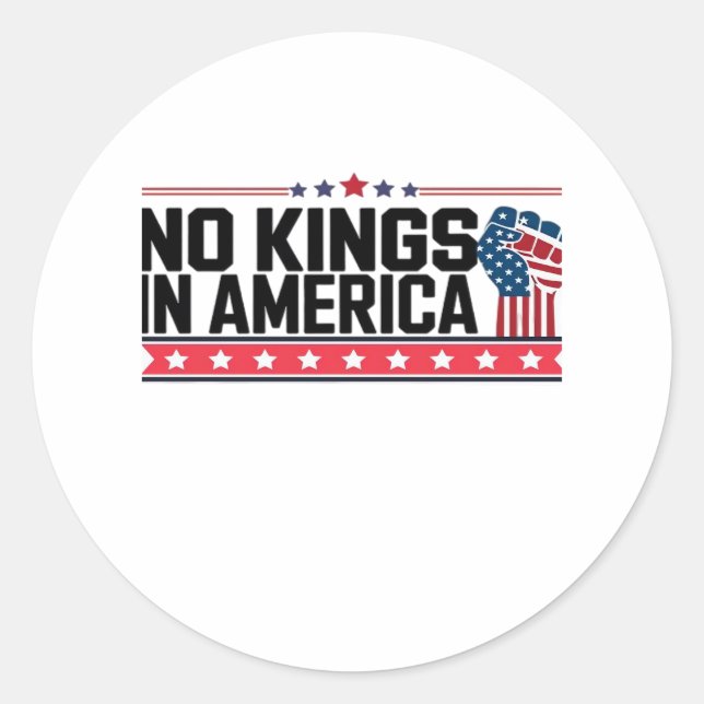 Pegatina Redonda No Kings In America USA Minimal Clean (Anverso)
