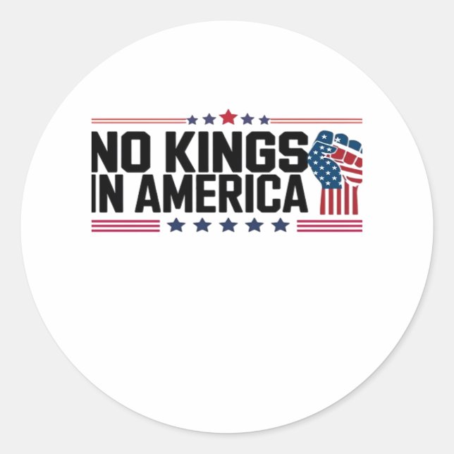 Pegatina Redonda No Kings In America USA Patriotic Style (Anverso)