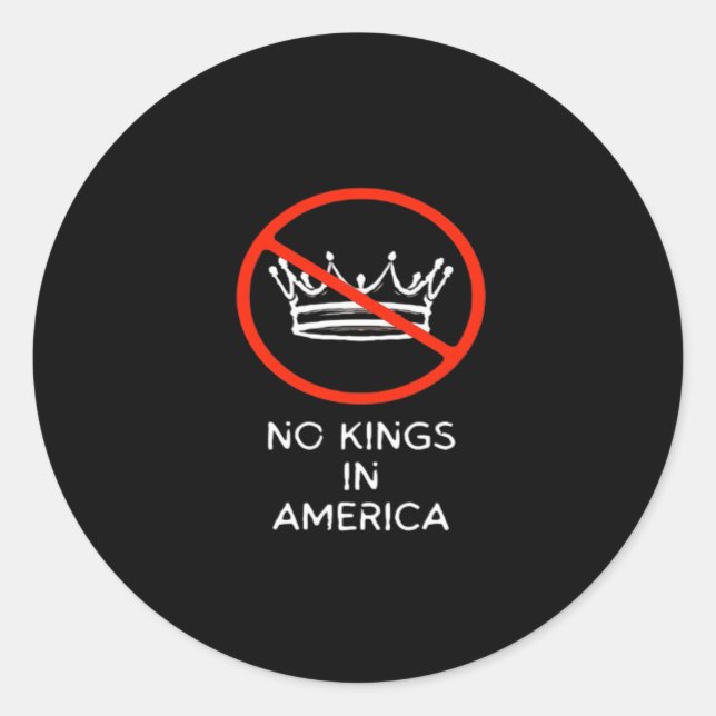 Pegatina Redonda No Kings In The USA America Say No King Crown Clas (Anverso)