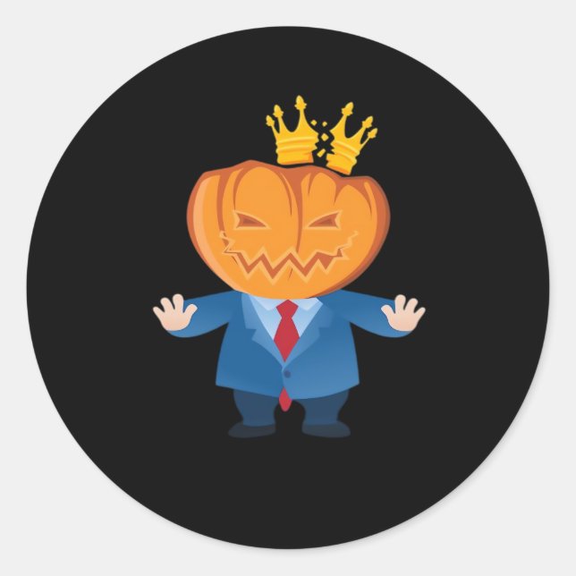 Pegatina Redonda No Kings - Trumpkin Pumpkin Classic (Anverso)
