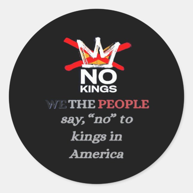 Pegatina Redonda No Kings We the People Freedom Classic Style (Anverso)