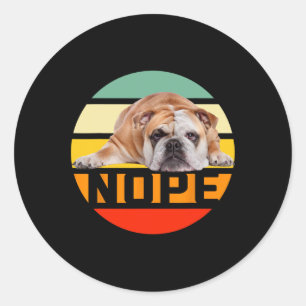 Pegatina Redonda No Lazy Bulldog inglés Perro Perro Dueño de la Per