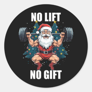 Pegatina Redonda No Levantar No Regalo Santa Claus Navidad Gimnasio