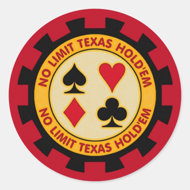 Pegatina Redonda No Límite Texas Hold'em Poker Chip (Anverso)