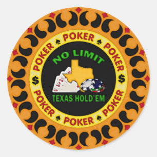 Pegatina Redonda No Límite Texas Hold'em Poker Chip