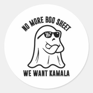 Pegatina Redonda No más bocazas queremos a Kamala Funny Ghost Hallo