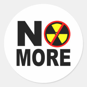 Pegatina Redonda No más de lema antinuclear de la protesta