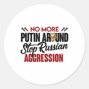 Pegatina Redonda No Más Putin Alrededor Pro Ucrania 
