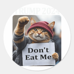 Pegatina Redonda No me comas gatos para Trump 2024