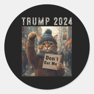 Pegatina Redonda No me comas gatos para Trump 2024
