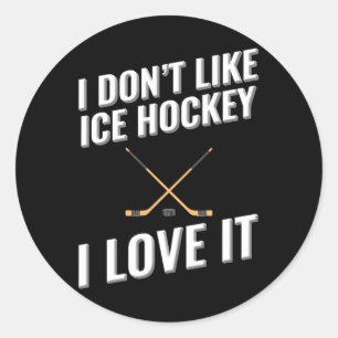 Pegatina Redonda No me gusta el hockey sobre hielo