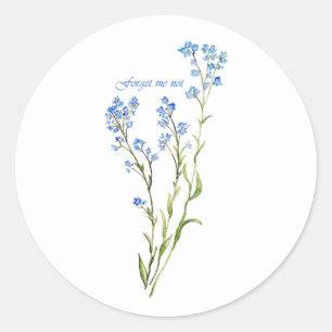 Pegatina Redonda No me olvides Flor de jardín acuarela personalizad