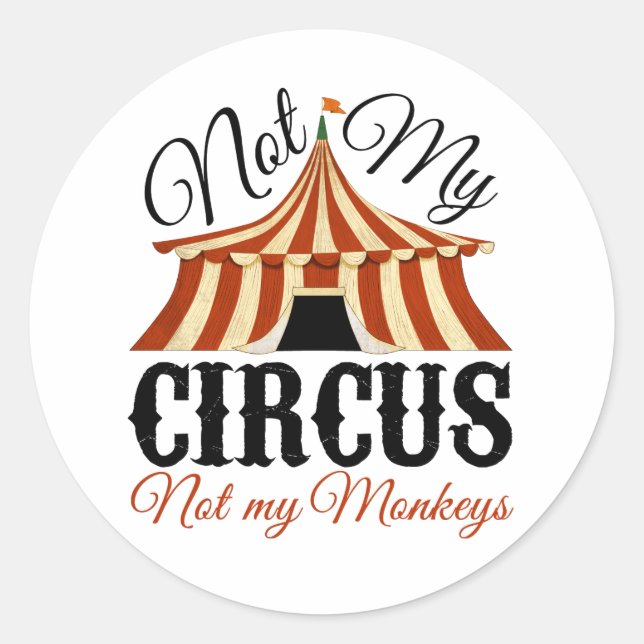 Pegatina Redonda No mi circo - No mis monos (Anverso)