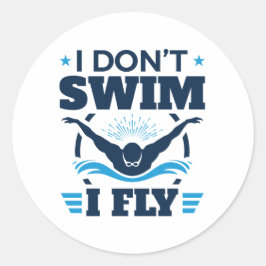 Pegatina Redonda No nado vuelo nadando mariposa