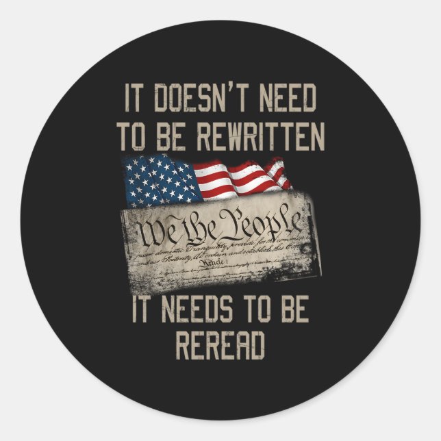 Pegatina Redonda No Necesita Ser Reescrito, Tiene Que Ser Rer (Anverso)