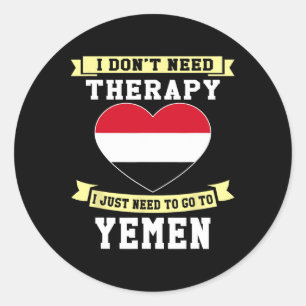 Pegatina Redonda No Necesito Terapia Solo Necesito Ir A Yemen