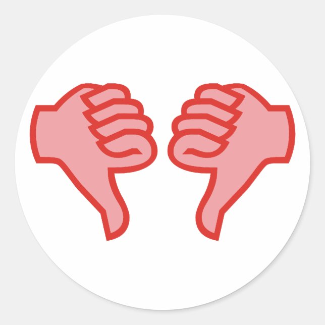 Pegatina Redonda no not dedo pulgar OK thumbs down (Anverso)