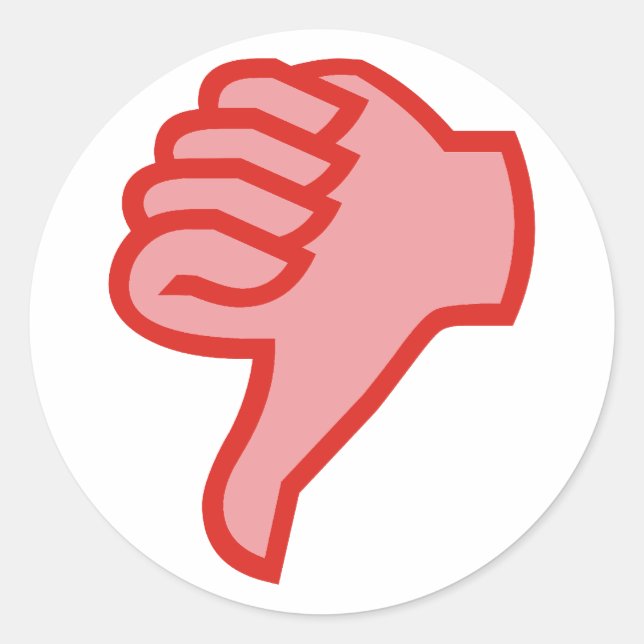 Pegatina Redonda no not dedo pulgar OK thumbs down (Anverso)