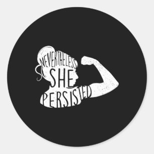 Pegatina Redonda No Obstante, Persistió A La Feminista