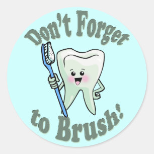 Pegatina Redonda No Olviden Cepillarse