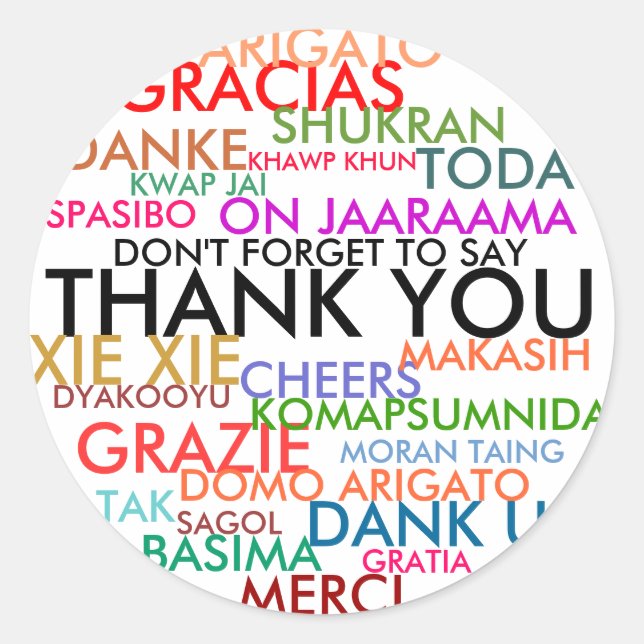 PEGATINA REDONDA NO OLVIDES DECIRTE GRACIAS. (Anverso)