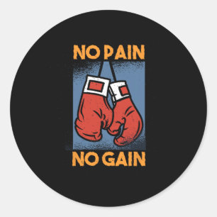 Pegatina Redonda No Pain No Gain Levantador de Pesas Motivación Pre