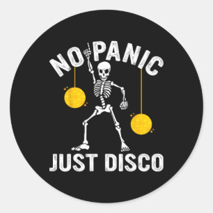 Pegatina Redonda No Pánico Sólo Disco Funny Skeleton Dancing Gótico
