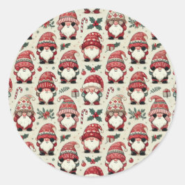 Pegatina Redonda No Peeking Illustrated Gnome Christmas Stickers