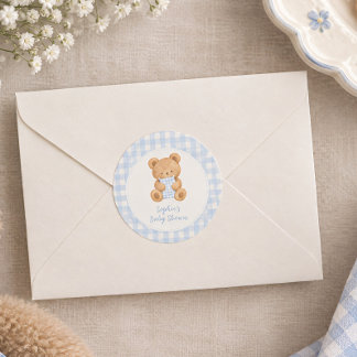 Pegatina Redonda No Podemos Esperar Oso Niño Baby Shower