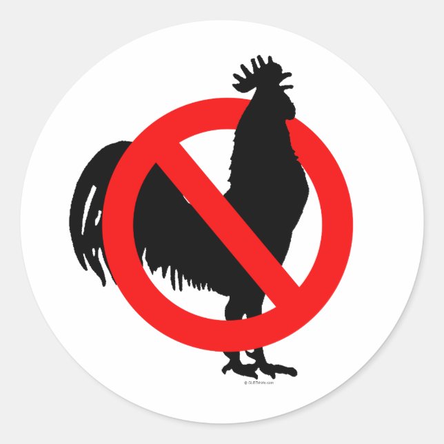 Pegatina Redonda No (Pollo) (Anverso)