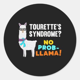Pegatina Redonda No Prob-llama Tourette Síndrome Guerrero Sobrevivi